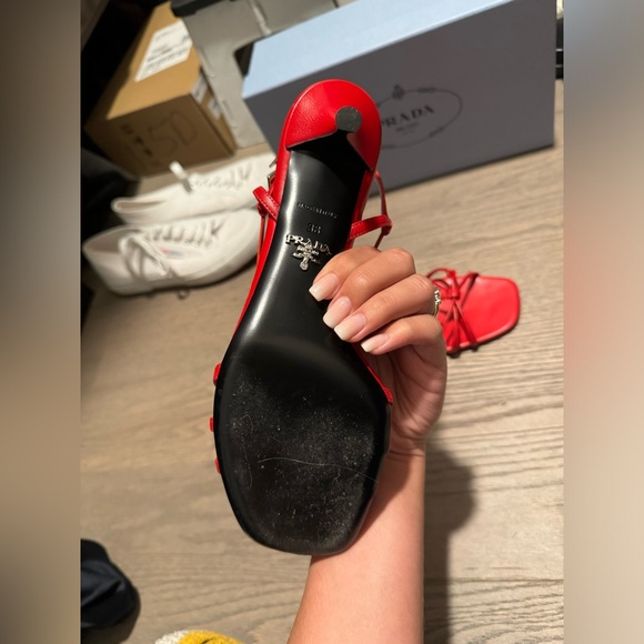 Prada Heeled Leather Sandals - Picture 9 of 13